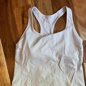 GapFit Large White Racerback Workout Tank with Built-in Supportive Bra